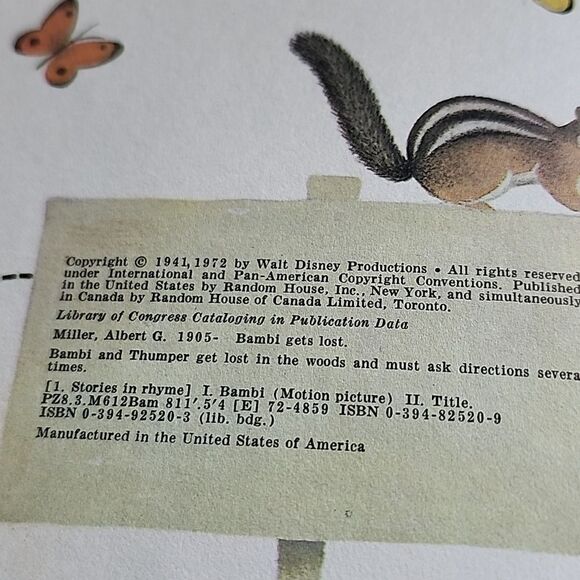 Vintage 1972 Walt Disney's Bambi Gets Lost Albert G. Miller Random House - Picture 10 of 11